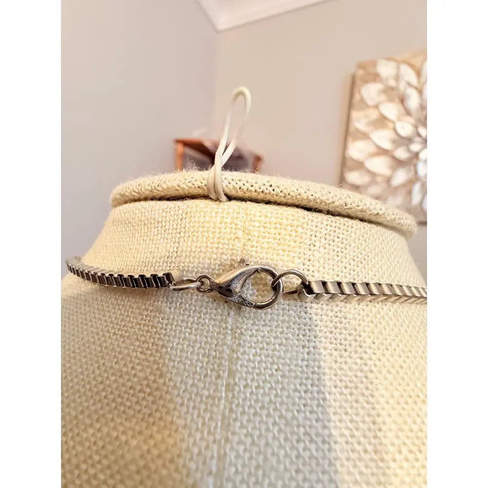 Vintage Silver Tone Box Chain Necklace 26”